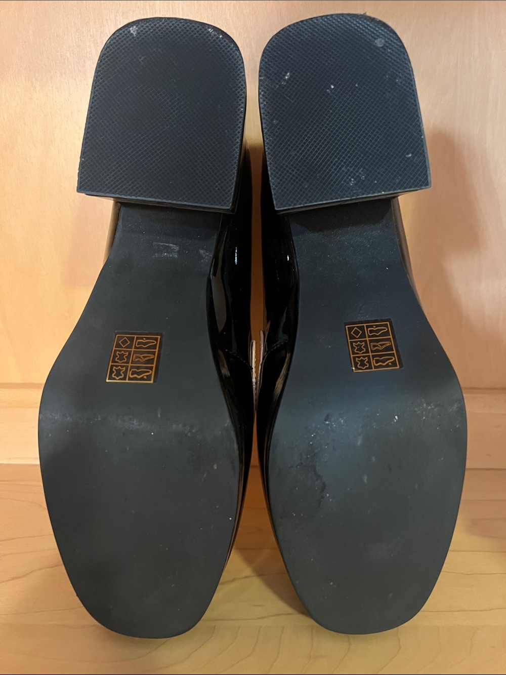 Jeffrey Campbell Black White and Beige Patent Horsebit Platform Loafers - Picture 9 of 9